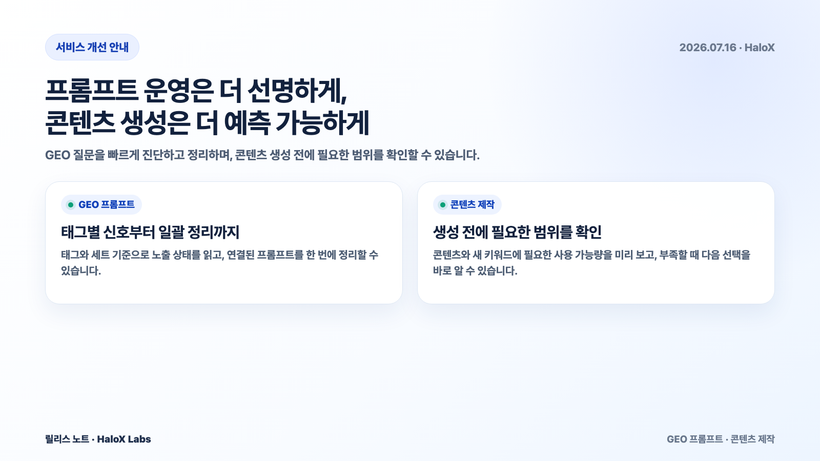 프롬프트에서 콘텐츠를 만들기 전에 필요한 사용 가능량과 다음 선택을 확인할 수 있습니다
